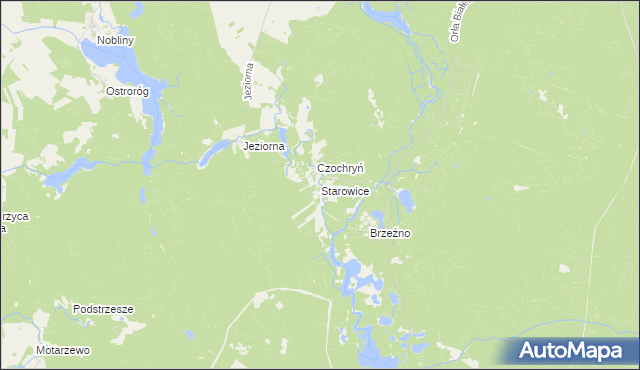 mapa Starowice gmina Borne Sulinowo, Starowice gmina Borne Sulinowo na mapie Targeo