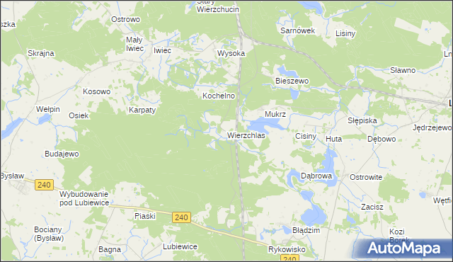 mapa Wierzchlas gmina Cekcyn, Wierzchlas gmina Cekcyn na mapie Targeo