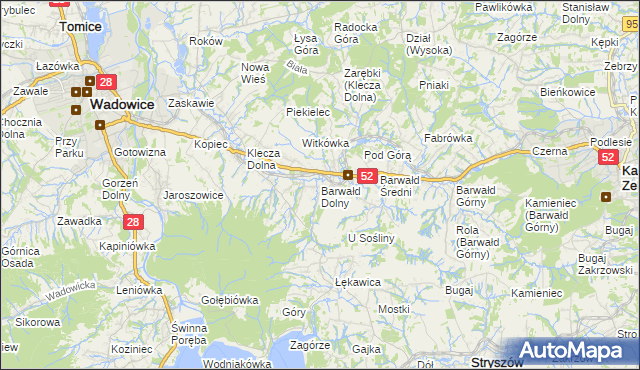 mapa Barwałd Dolny, Barwałd Dolny na mapie Targeo