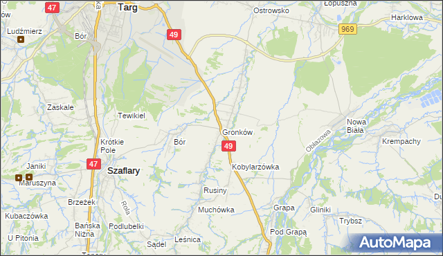 mapa Gronków, Gronków na mapie Targeo