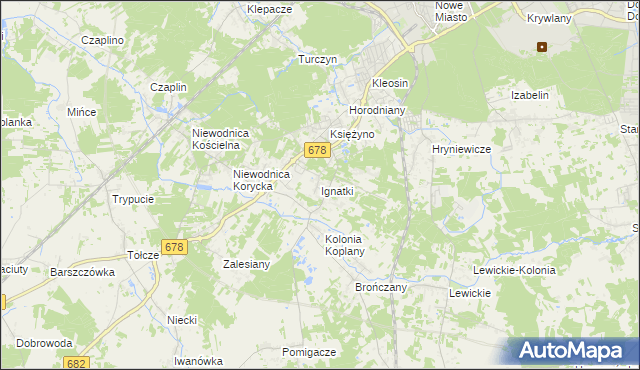 mapa Ignatki gmina Juchnowiec Kościelny, Ignatki gmina Juchnowiec Kościelny na mapie Targeo