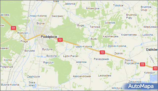 mapa Józefka gmina Poddębice, Józefka gmina Poddębice na mapie Targeo