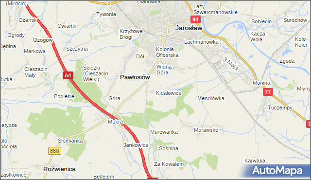 mapa Kidałowice, Kidałowice na mapie Targeo