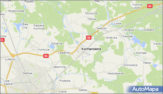 mapa Kochanowice, Kochanowice na mapie Targeo