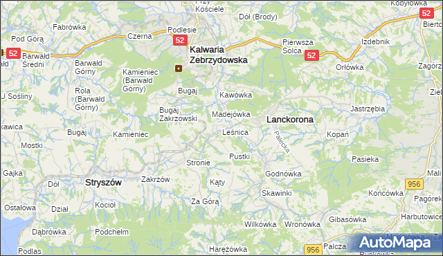 mapa Leśnica gmina Stryszów, Leśnica gmina Stryszów na mapie Targeo