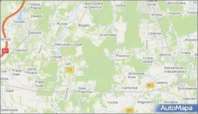 mapa Łoś Gajówka, Łoś Gajówka na mapie Targeo