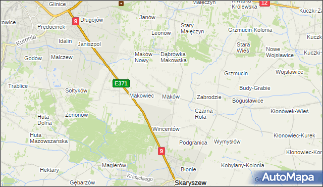mapa Maków gmina Skaryszew, Maków gmina Skaryszew na mapie Targeo