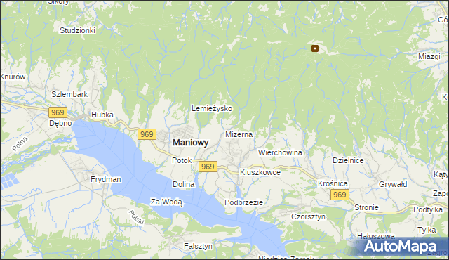 mapa Mizerna, Mizerna na mapie Targeo