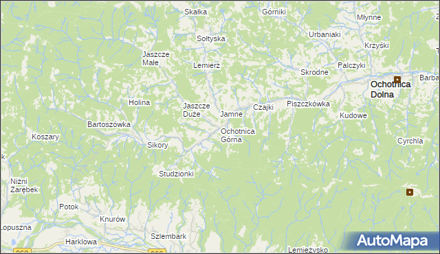 mapa Ochotnica Górna, Ochotnica Górna na mapie Targeo