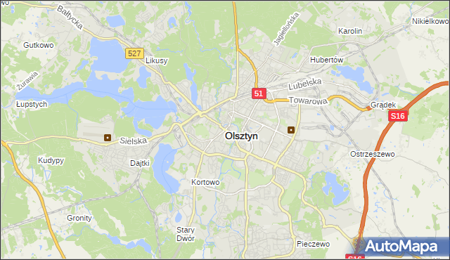 mapa Olsztyna, Olsztyn na mapie Targeo