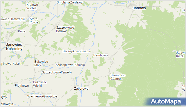 mapa Rembowo gmina Janowo, Rembowo gmina Janowo na mapie Targeo