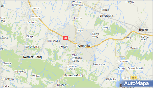 mapa Rymanów, Rymanów na mapie Targeo