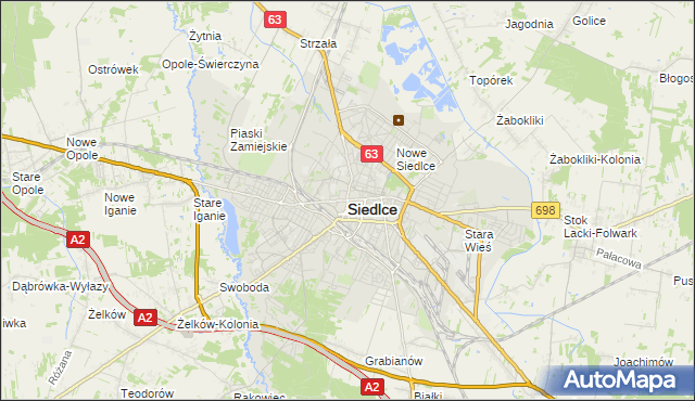 mapa Siedlce, Siedlce na mapie Targeo