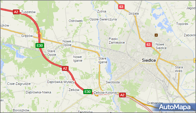 mapa Stare Iganie, Stare Iganie na mapie Targeo