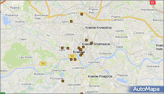 mapa Stare Miasto gmina Kraków, Stare Miasto gmina Kraków na mapie Targeo
