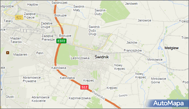 mapa Świdnika, Świdnik na mapie Targeo