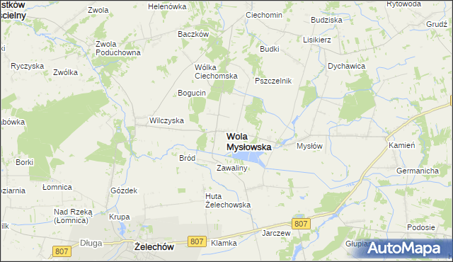 mapa Wola Mysłowska, Wola Mysłowska na mapie Targeo