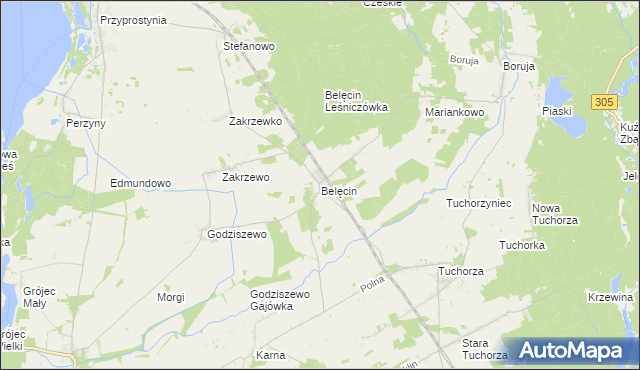 mapa Belęcin, Belęcin na mapie Targeo