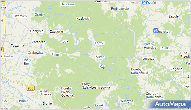 mapa Blizna gmina Ostrów, Blizna gmina Ostrów na mapie Targeo
