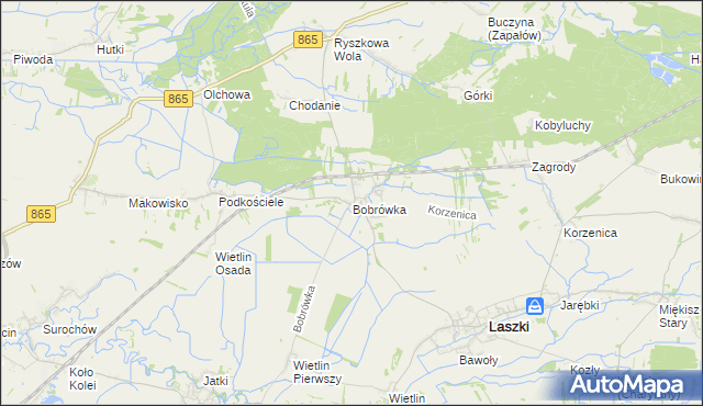 mapa Bobrówka gmina Laszki, Bobrówka gmina Laszki na mapie Targeo