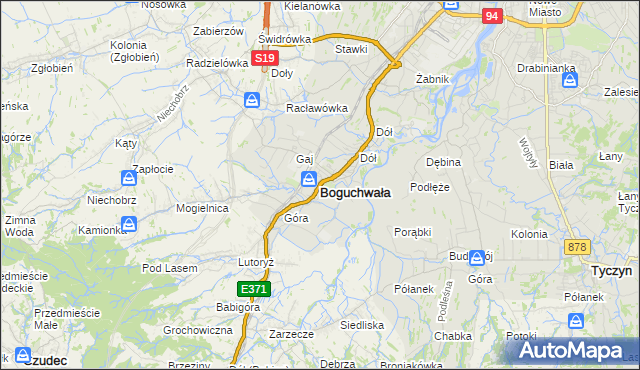 mapa Boguchwała powiat rzeszowski, Boguchwała powiat rzeszowski na mapie Targeo