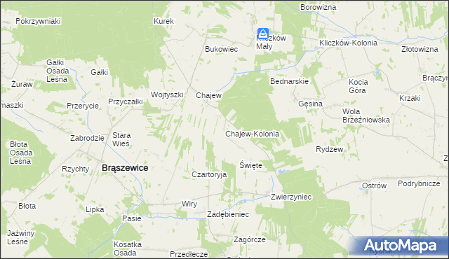 mapa Chajew-Kolonia, Chajew-Kolonia na mapie Targeo