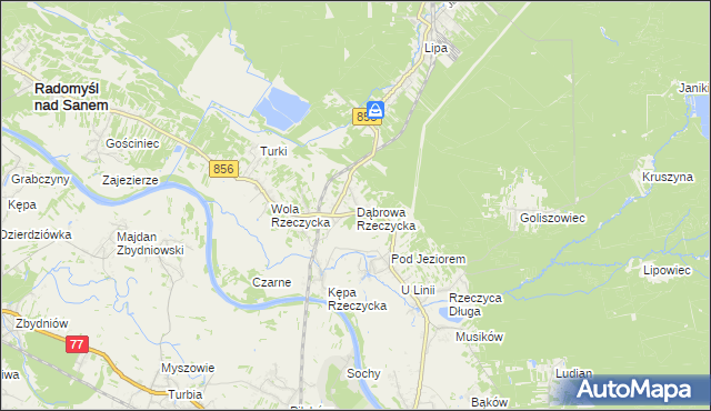 mapa Dąbrowa Rzeczycka, Dąbrowa Rzeczycka na mapie Targeo