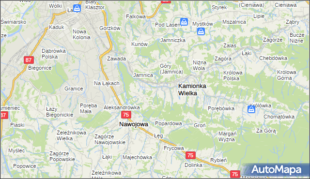 mapa Kamionka Mała gmina Kamionka Wielka, Kamionka Mała gmina Kamionka Wielka na mapie Targeo