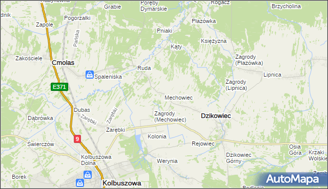 mapa Mechowiec, Mechowiec na mapie Targeo