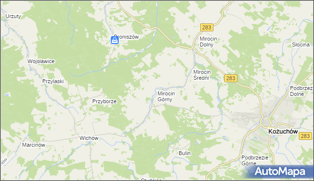mapa Mirocin Górny, Mirocin Górny na mapie Targeo