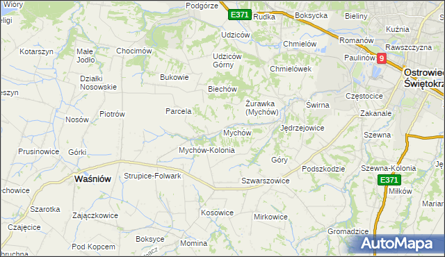 mapa Mychów, Mychów na mapie Targeo