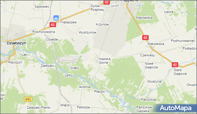 mapa Niwiska Górne, Niwiska Górne na mapie Targeo