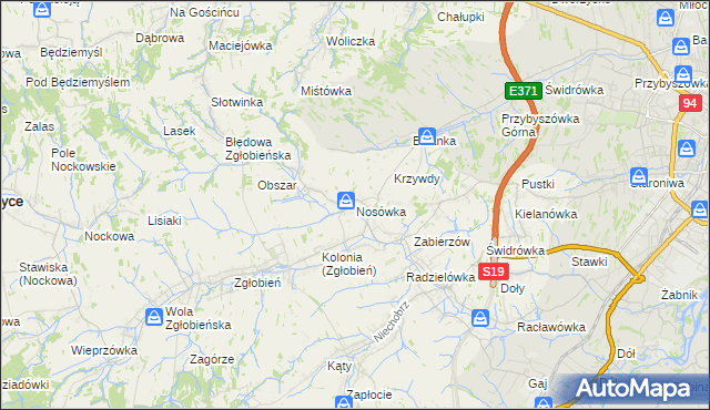 mapa Nosówka, Nosówka na mapie Targeo