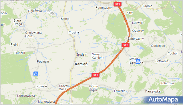 mapa Nowy Kamień gmina Kamień, Nowy Kamień gmina Kamień na mapie Targeo