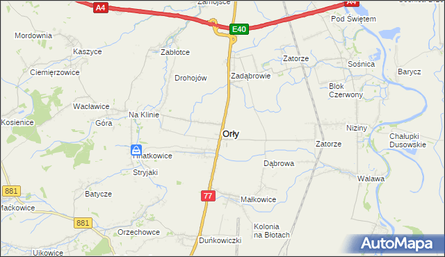 mapa Orły powiat przemyski, Orły powiat przemyski na mapie Targeo
