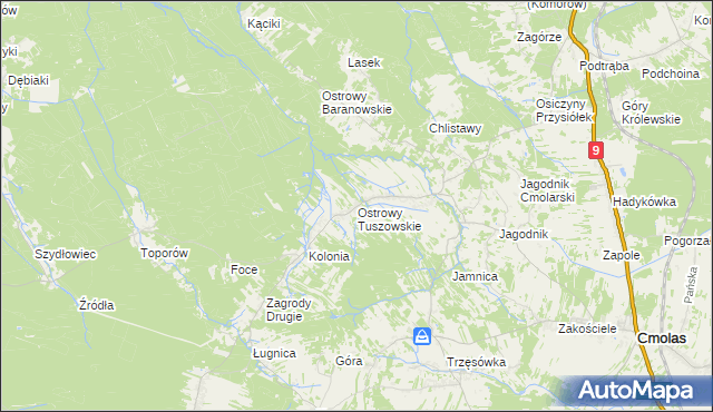 mapa Ostrowy Tuszowskie, Ostrowy Tuszowskie na mapie Targeo