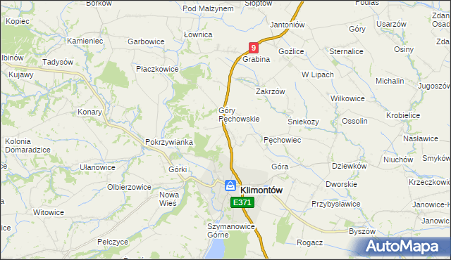 mapa Pęchów, Pęchów na mapie Targeo