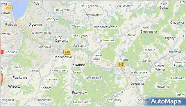 mapa Pewel Mała, Pewel Mała na mapie Targeo