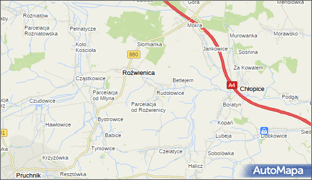 mapa Rudołowice, Rudołowice na mapie Targeo