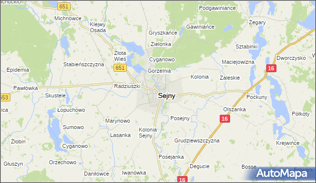 mapa Sejny, Sejny na mapie Targeo