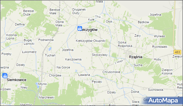 mapa Skoczylasy, Skoczylasy na mapie Targeo