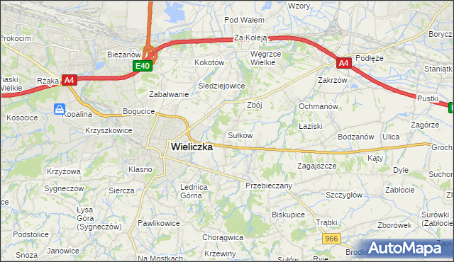 mapa Sułków gmina Wieliczka, Sułków gmina Wieliczka na mapie Targeo