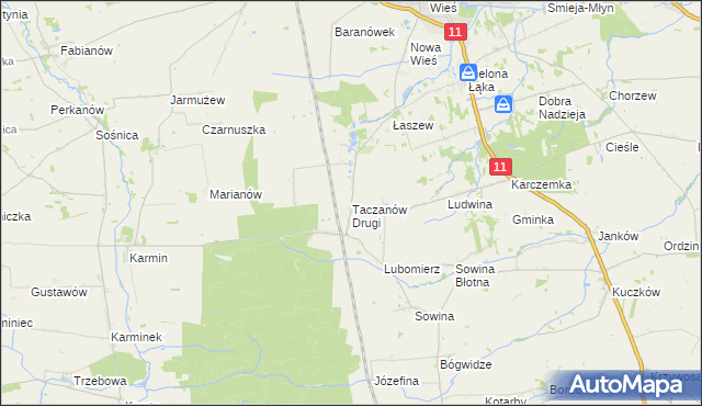 mapa Taczanów Drugi, Taczanów Drugi na mapie Targeo