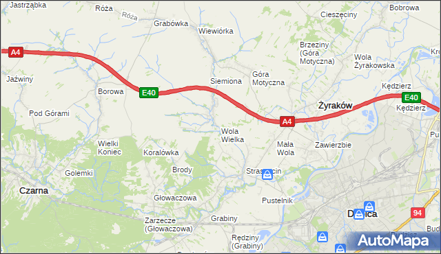 mapa Wola Wielka gmina Żyraków, Wola Wielka gmina Żyraków na mapie Targeo