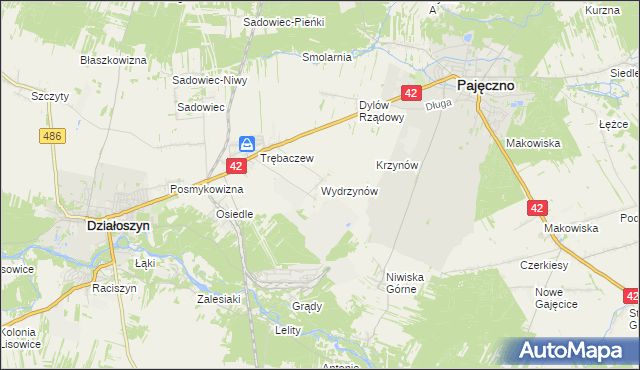 mapa Wydrzynów, Wydrzynów na mapie Targeo