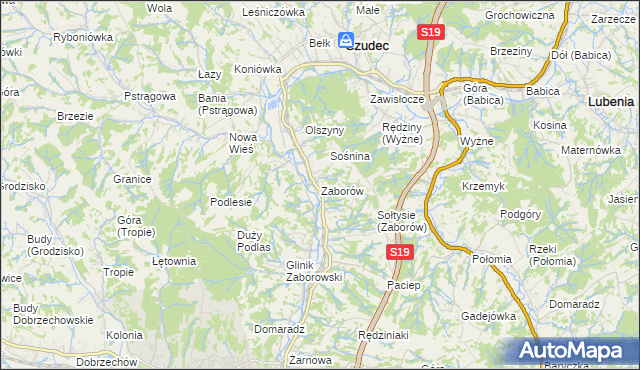 mapa Zaborów gmina Czudec, Zaborów gmina Czudec na mapie Targeo