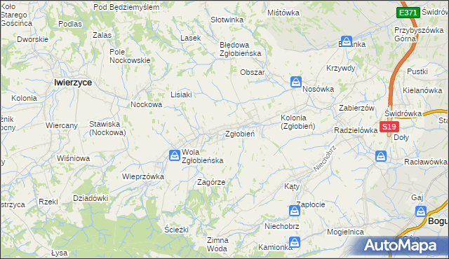 mapa Zgłobień, Zgłobień na mapie Targeo