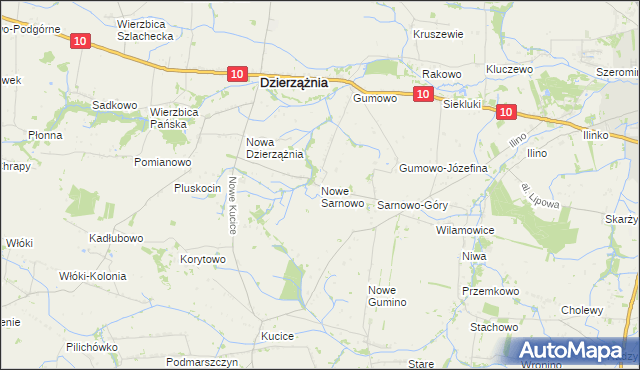 mapa Nowe Sarnowo, Nowe Sarnowo na mapie Targeo