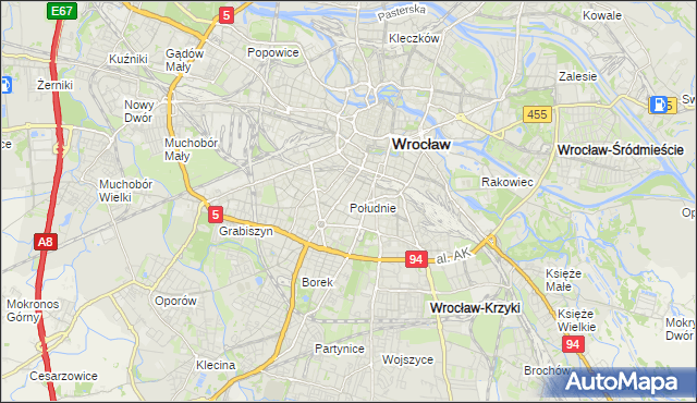 mapa Południe, Południe na mapie Targeo