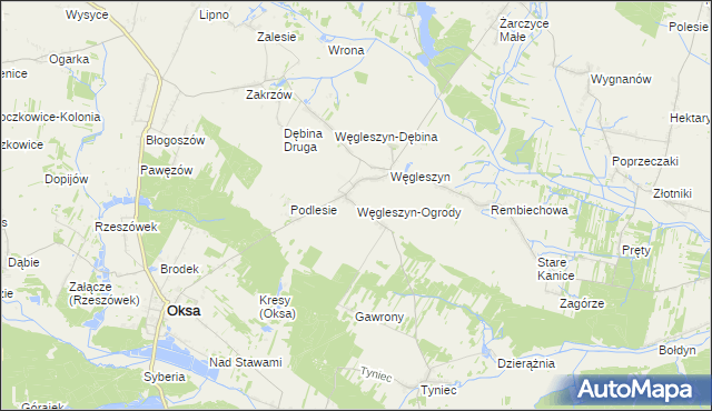 mapa Węgleszyn-Ogrody, Węgleszyn-Ogrody na mapie Targeo